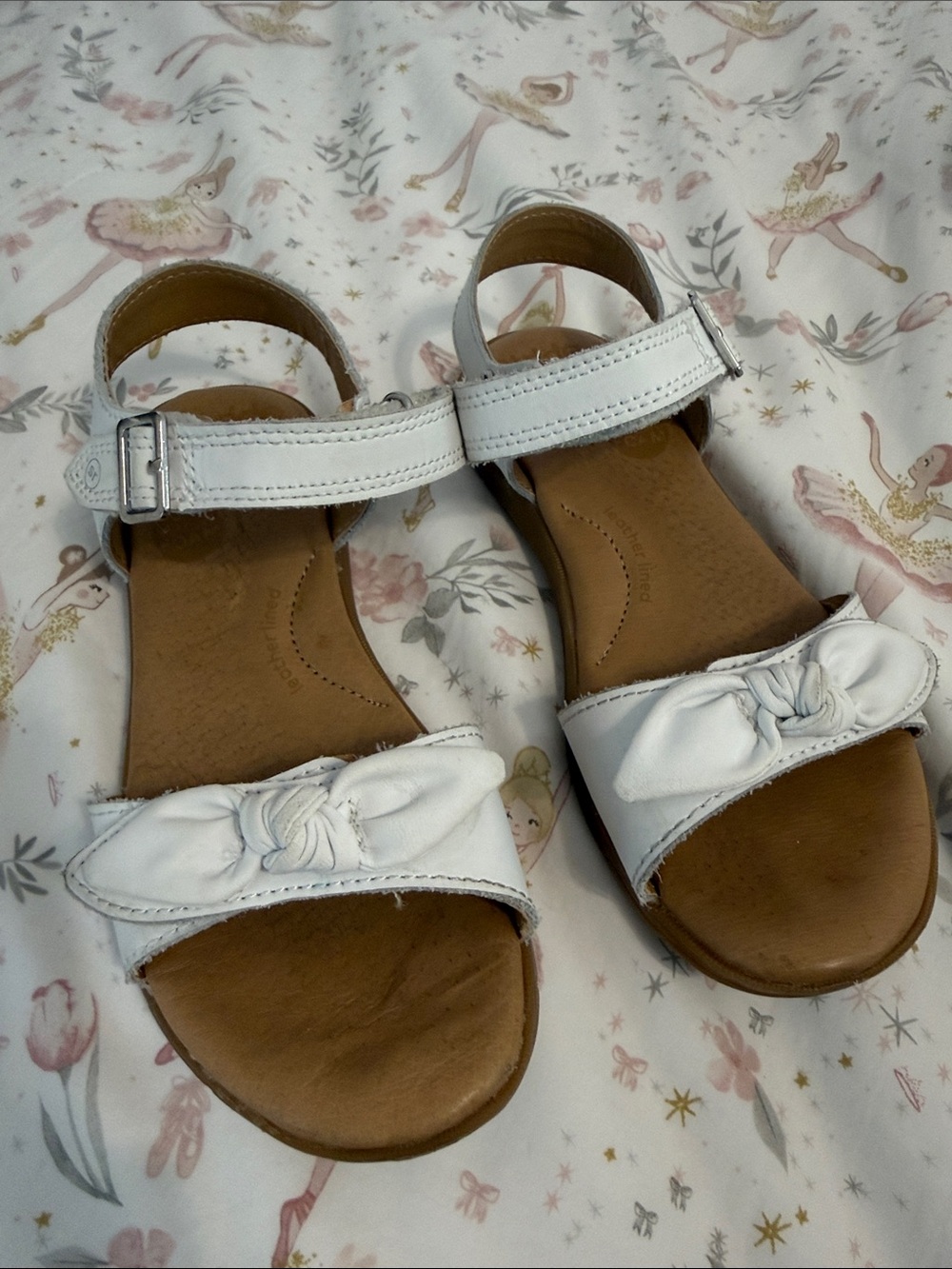 Stride Rite White Bow Front Ankle-Strap Sandals